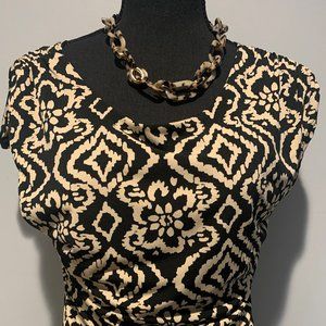 Enfocus Studios Ladies Black & Tan Cap Sleeve Dress